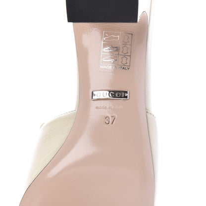 Gucci Malaga Kid Crystal Square G Madelyn Mules 37 Vintage White 7 of 9