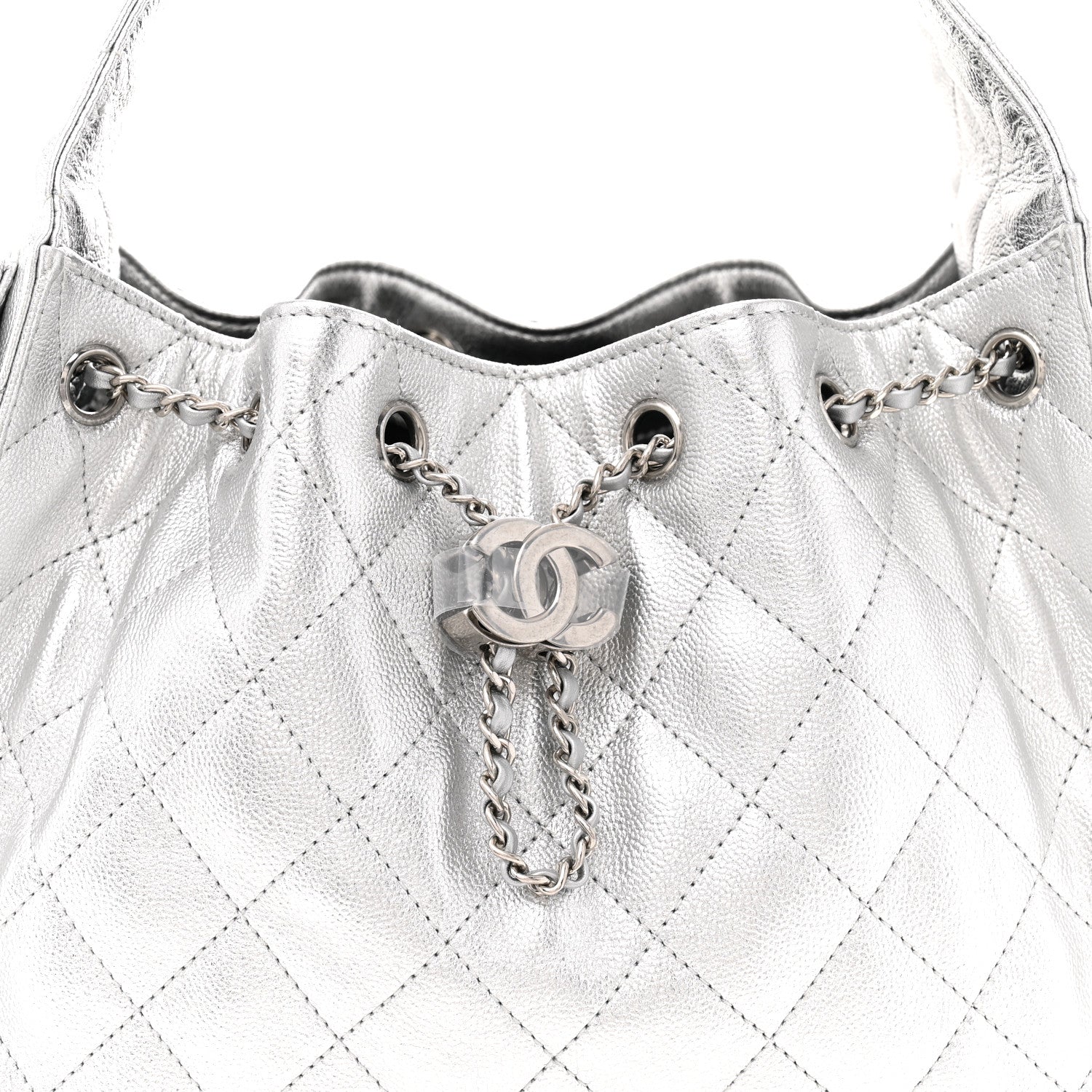 Chanel Metallic Caviar Quilted Small Chanel 25 Handbag Silver 7 of 9