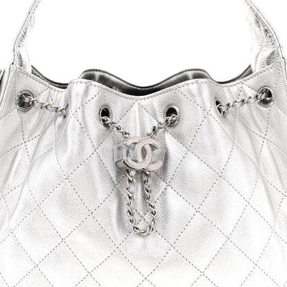 Chanel Metallic Caviar Quilted Small Chanel 25 Handbag Silver 7 of 9