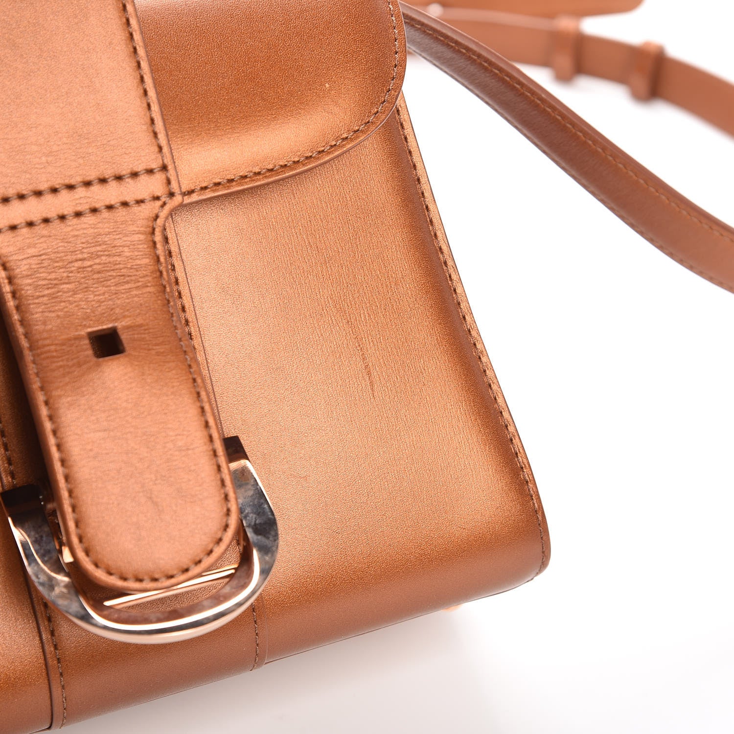 Delvaux Metallic Calfskin Mini Brillant Satchel Camel 10 of 16
