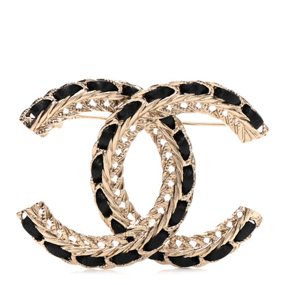 Chanel Lambskin Chain CC Brooch Black Gold 1 of 5