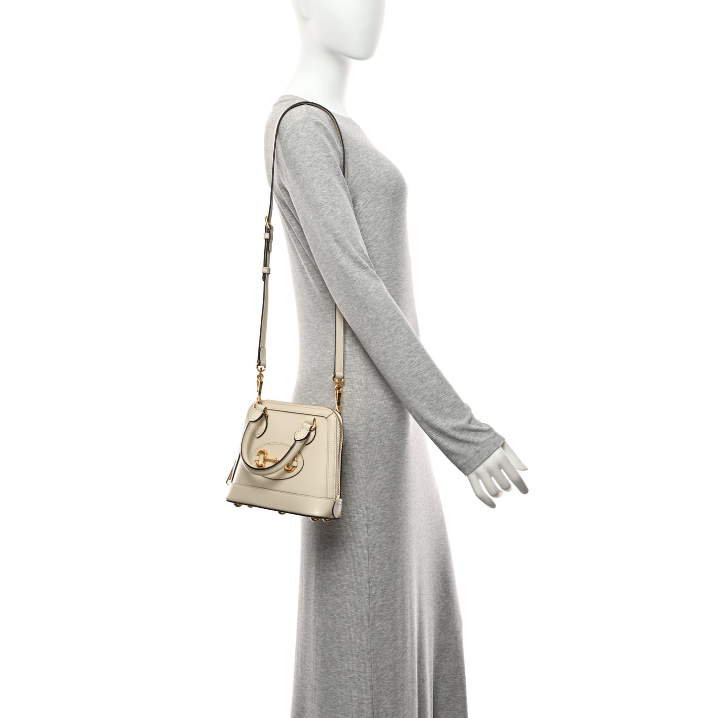 Boarded Plutone Calfskin Mini Horsebit 1955 Top Handle Bag Mystic White
