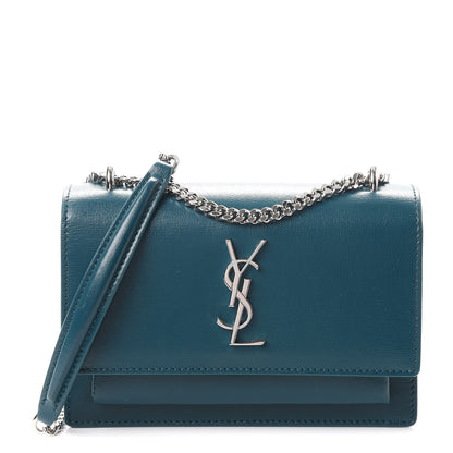 Saint Laurent Calfskin Monogram Sunset Chain Wallet Peacock 1 of 10