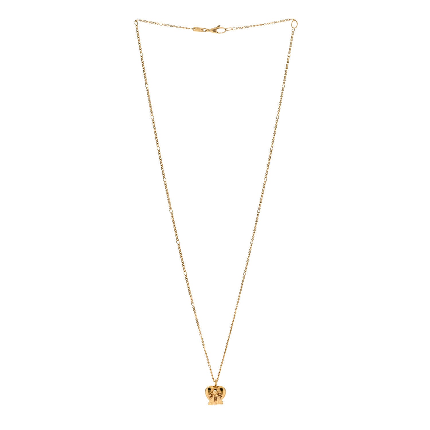 Gucci 18K Yellow Gold Le Marche Des Merveilles Bee Heart Pendant Necklace 3 of 6