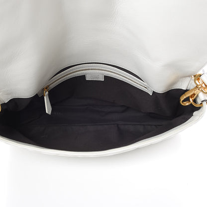 Fendi Nappa FF 1974 Embossed Large Baguette White 5 of 9