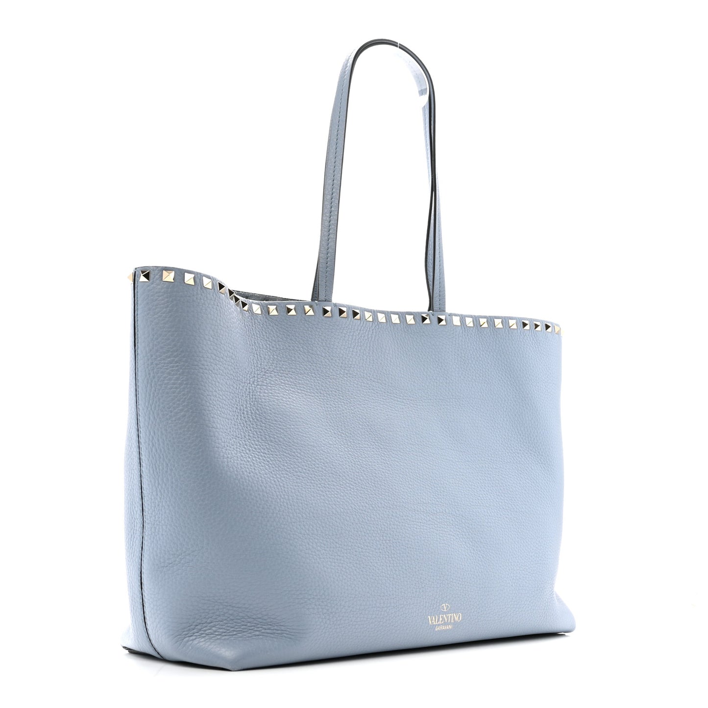 Grained Calfskin Rockstud Shoulder Tote Niagara