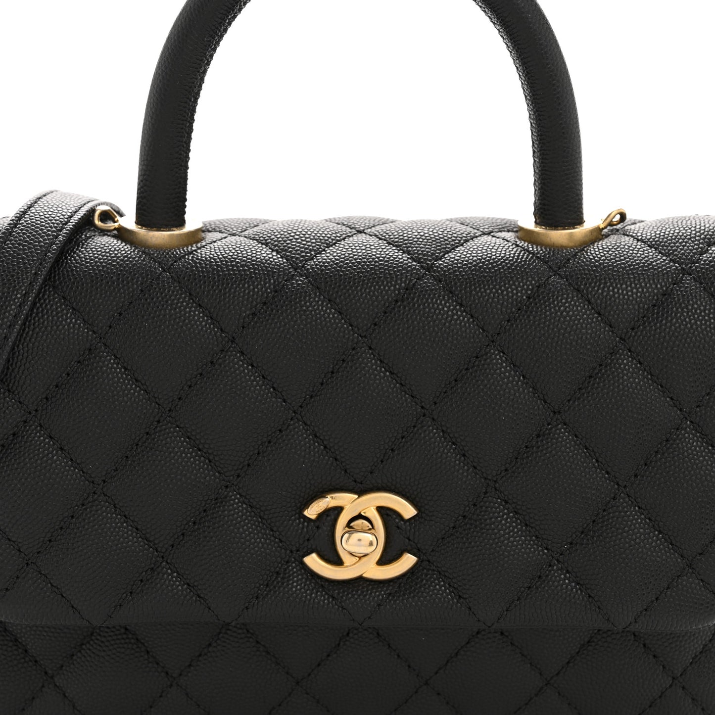 Caviar Quilted Mini Coco Handle Flap Black