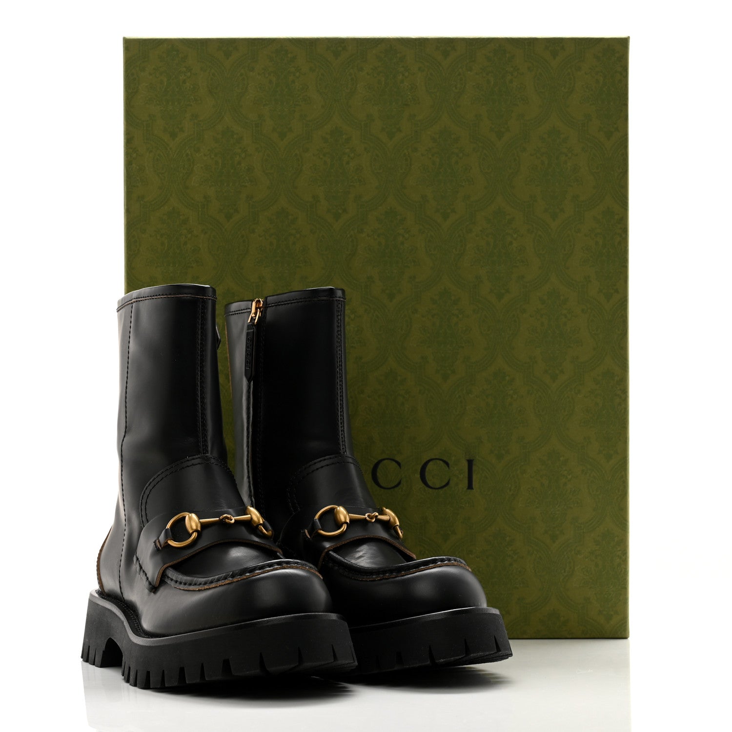 Gucci Cordovan Lux Womens Harald Horsebit 25mm Platform Boots 37.5 Black 10 of 10