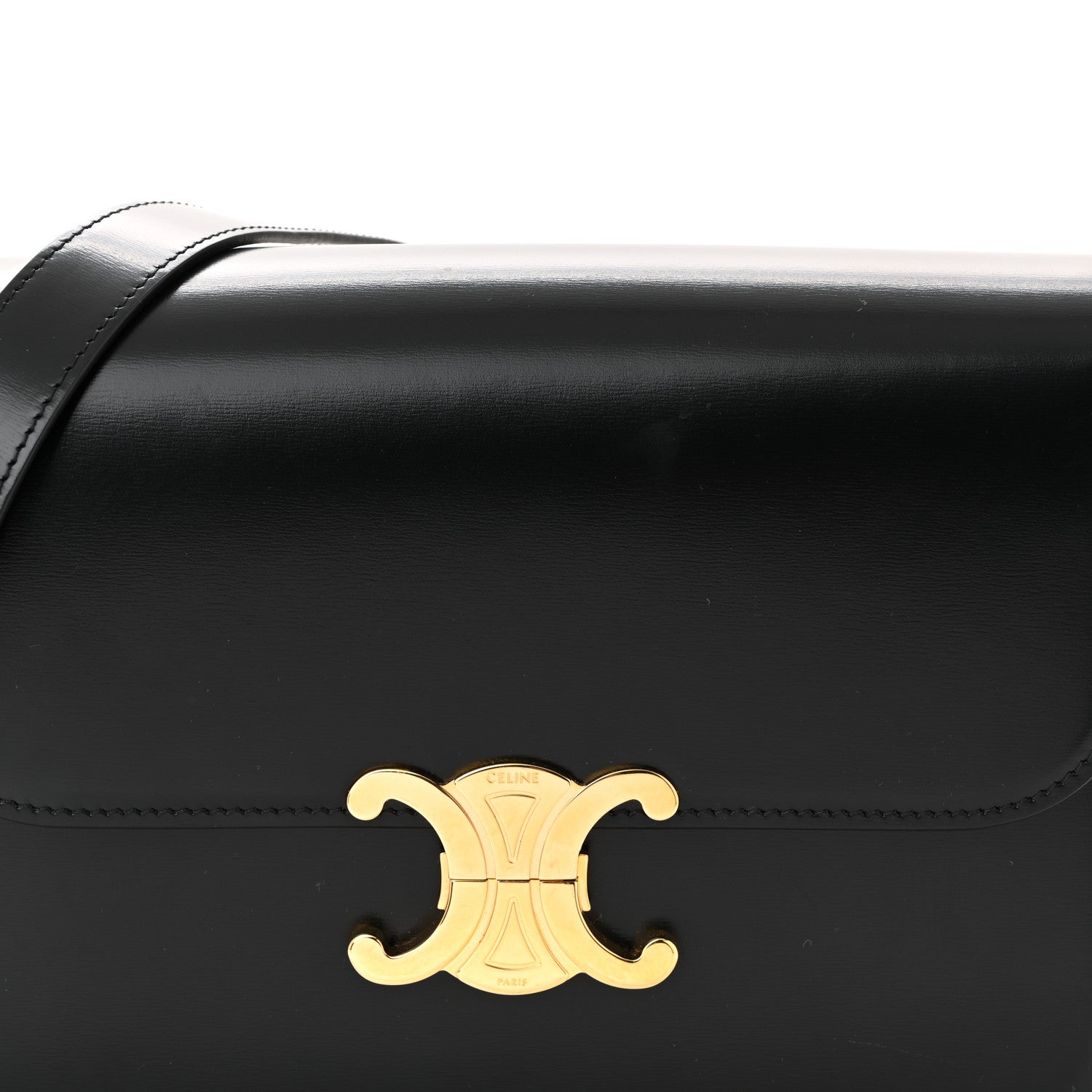 Celine Shiny Calfskin Medium Triomphe Black 8 of 10