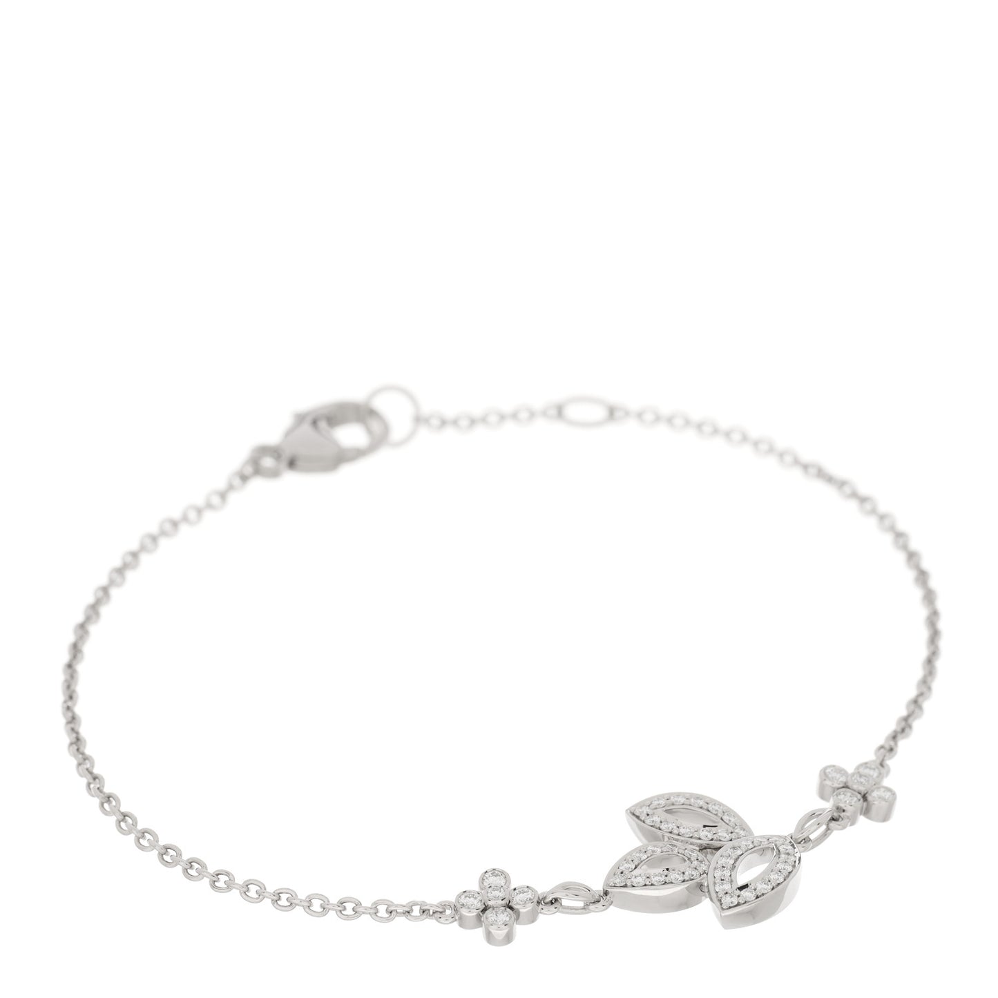 Platinum Diamond Lily Cluster Bracelet