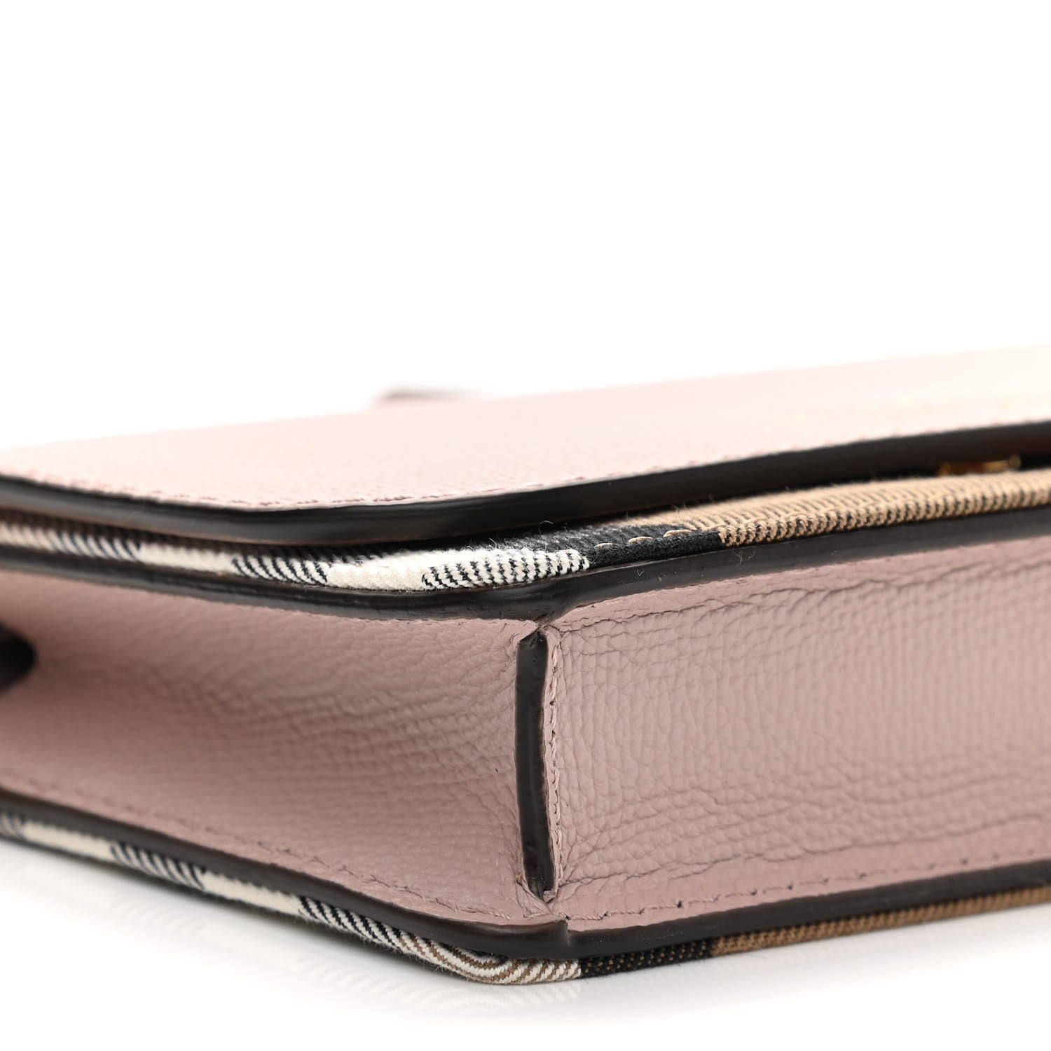 Burberry Grained Calfskin House Check Tartan Mix Hampshire Wallet On Chain Pink 8 of 10