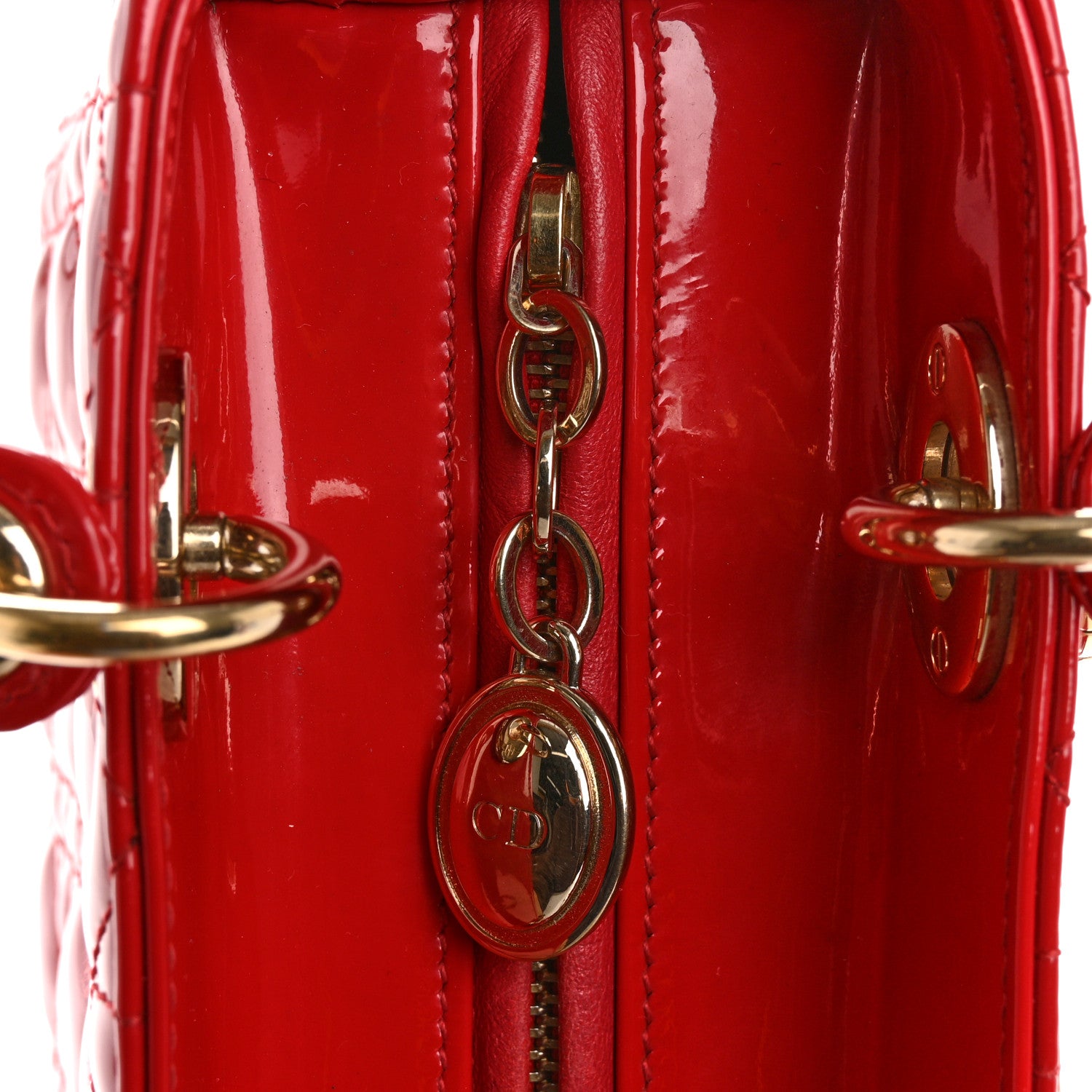 Christian Dior Patent Cannage Medium Lady Dior Red 12 of 13