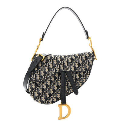 Christian Dior Oblique Saddle Bag With Strap Blue 1 of 10
