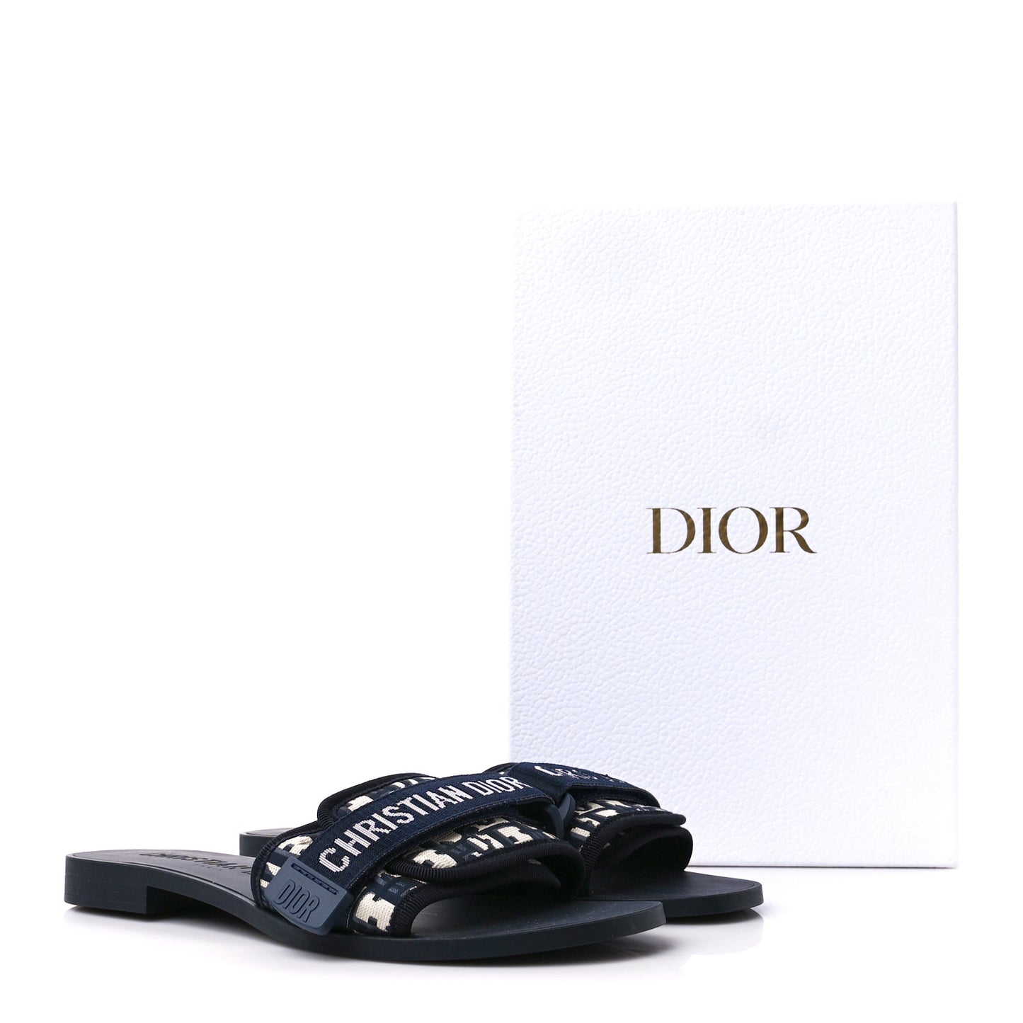 Nylon Oblique Dio(r)evolution Slide Sandals 38 Deep Blue