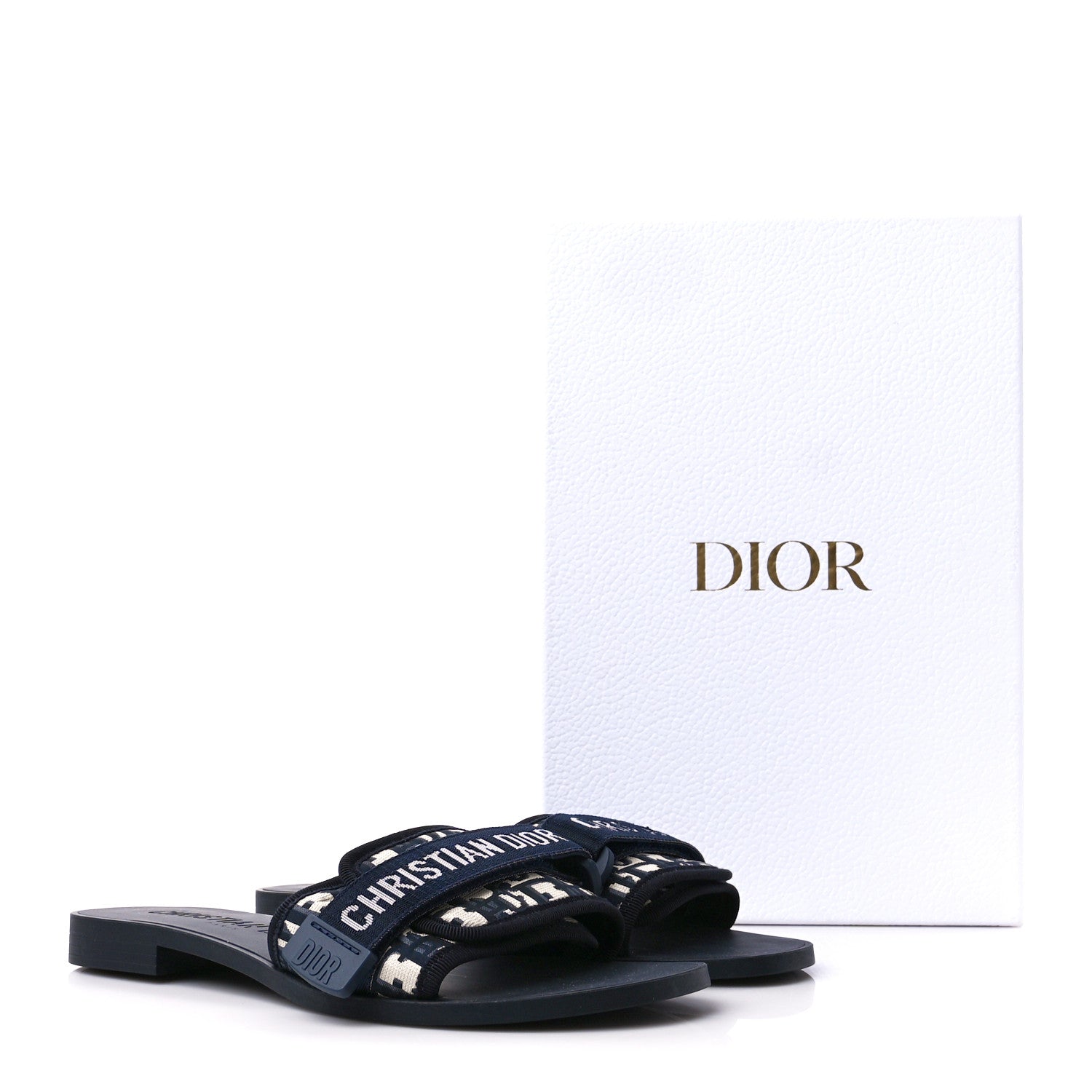 Christian Dior Nylon Oblique Dio(r)evolution Slide Sandals 38 Deep Blue 10 of 10