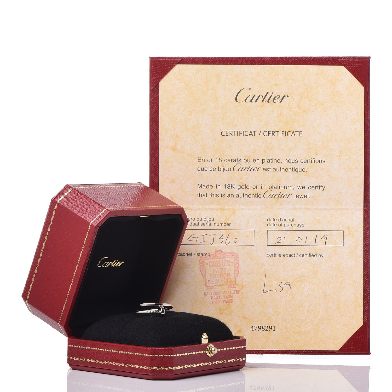 Cartier 18K White Gold Small Juste Un Clou Ring 56 7.5 6 of 6