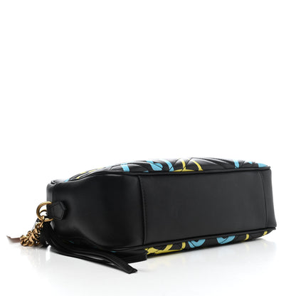 Gucci Calfskin Matelasse GucciGhost Medium GG Marmont Chain Shoulder Bag Black New Acquamarine 3 of 4