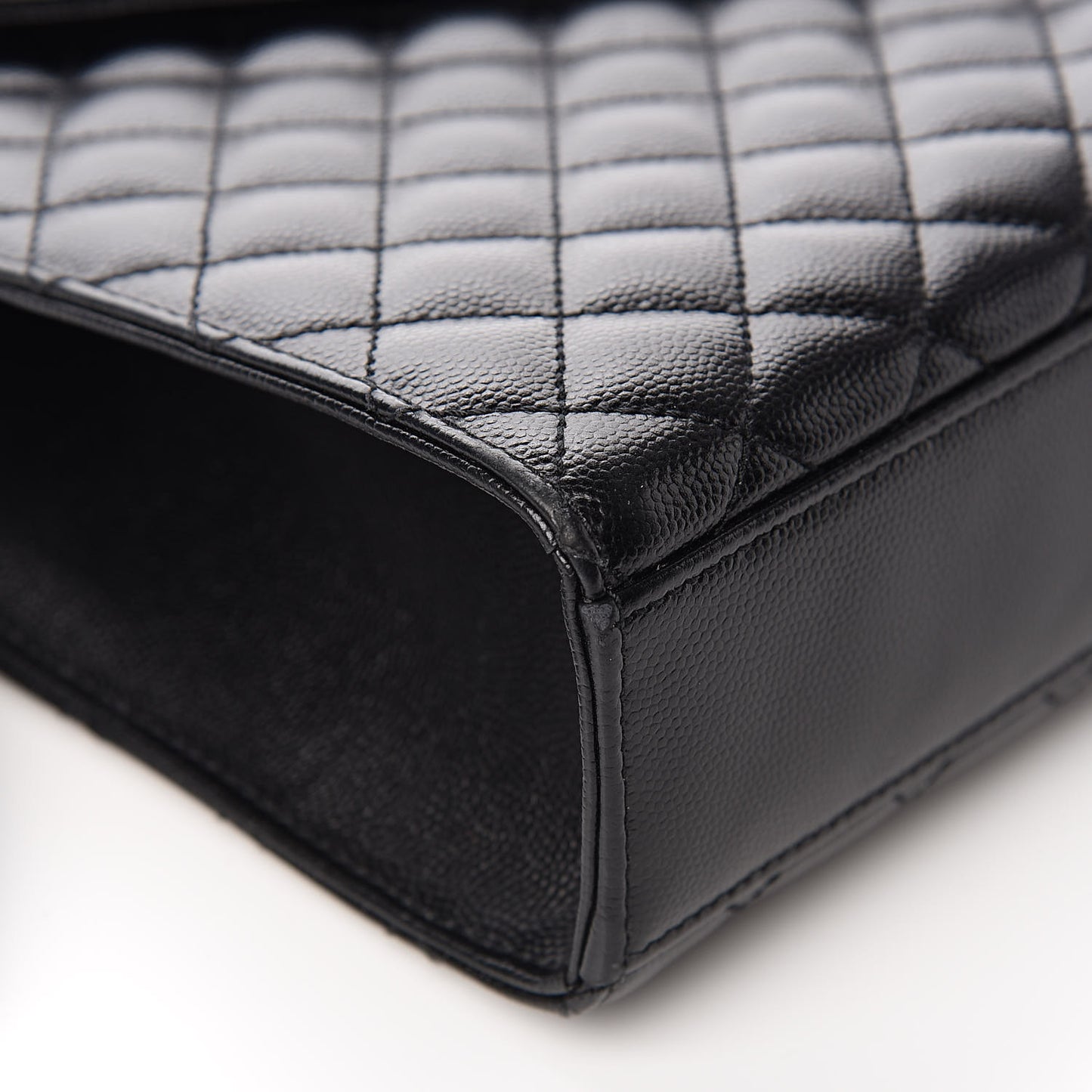 Grain De Poudre Textured Mixed Matelasse Large Triquilt Monogram Monochrome Satchel Black
