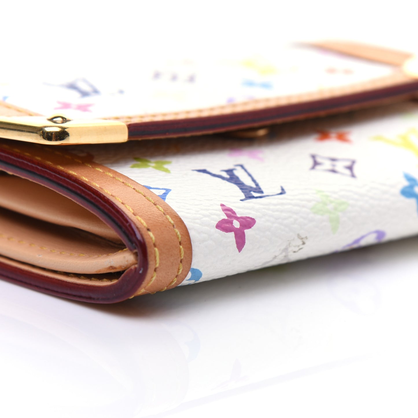 Monogram Multicolor Porte-Monnaie Plat Coin Purse White