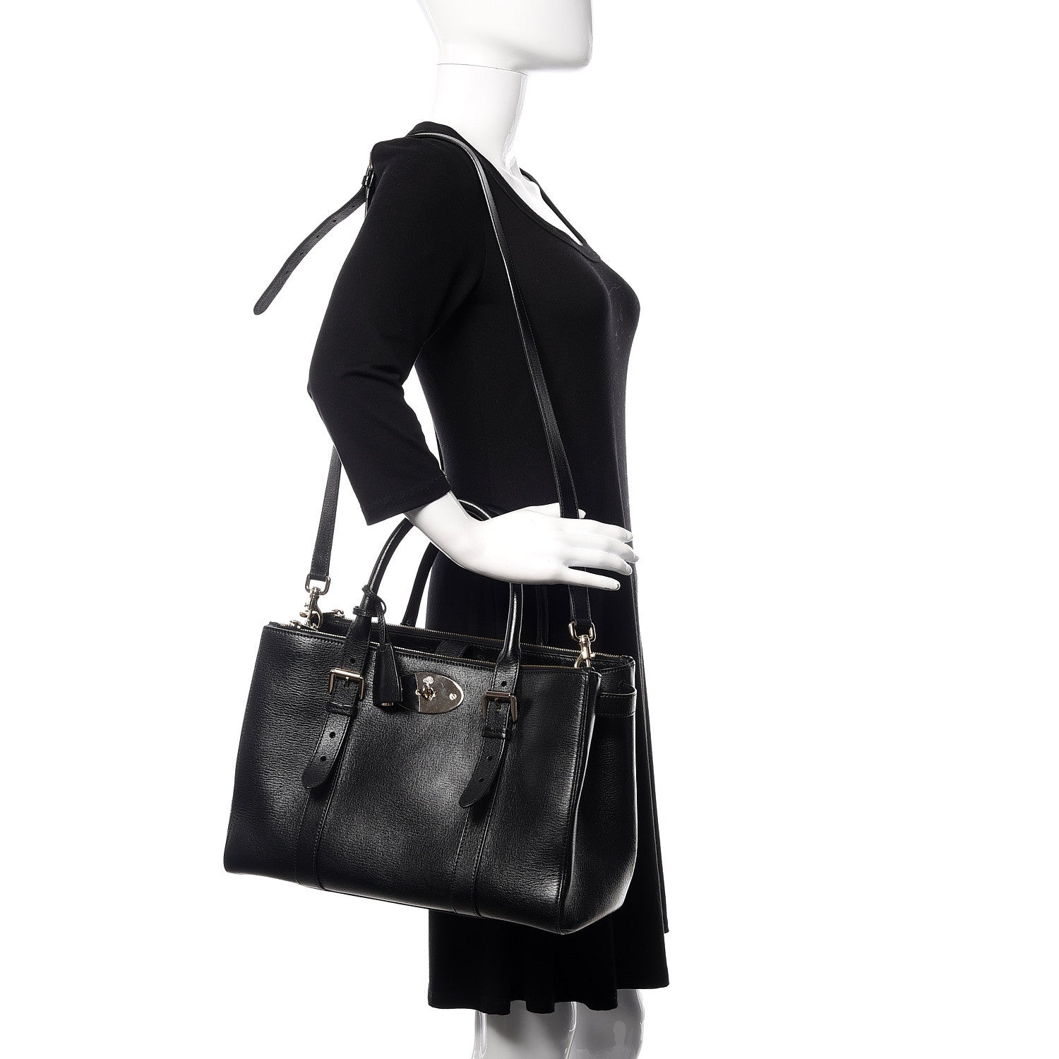 Mulberry Shiny Goatskin Small Bayswater Double Zip Tote Black 2 of 14