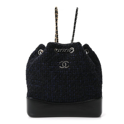 Chanel Tweed Calfskin Quilted Gabrielle Backpack Blue Multicolor 1 of 10