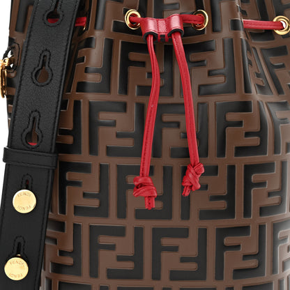 Fendi Vitello Grace F is Fendi Bi-Color FF 1974 Embossed Grande Mon Tresor Bucket Bag Maya Black Fragola 8 of 12