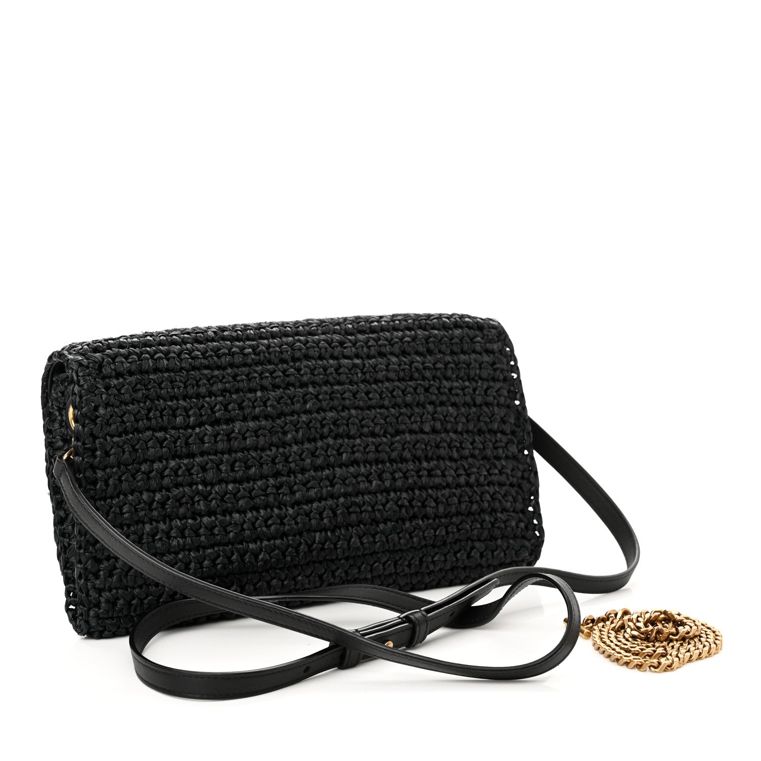 Saint Laurent Raffia Monogram Tassel Kate 99 Black 3 of 12
