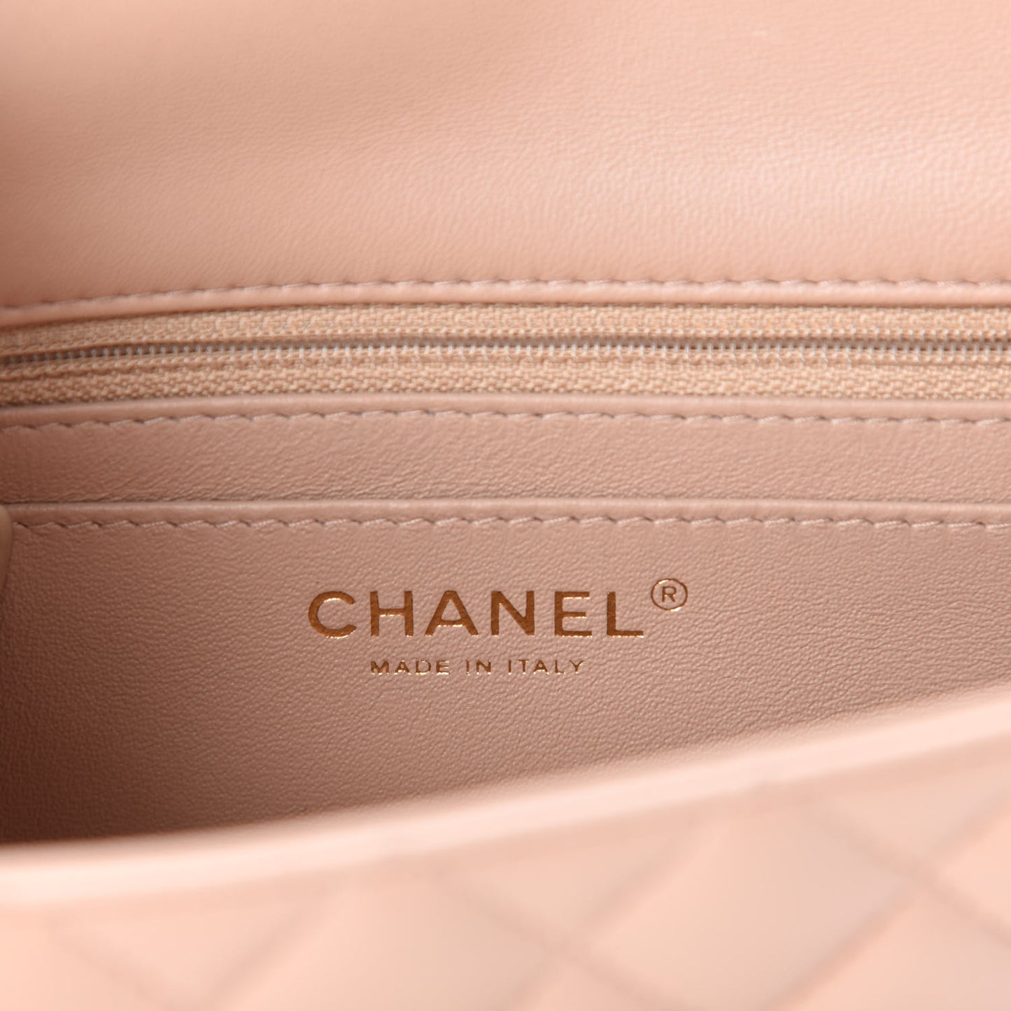 Lambskin Quilted Mini Rectangular Flap Beige