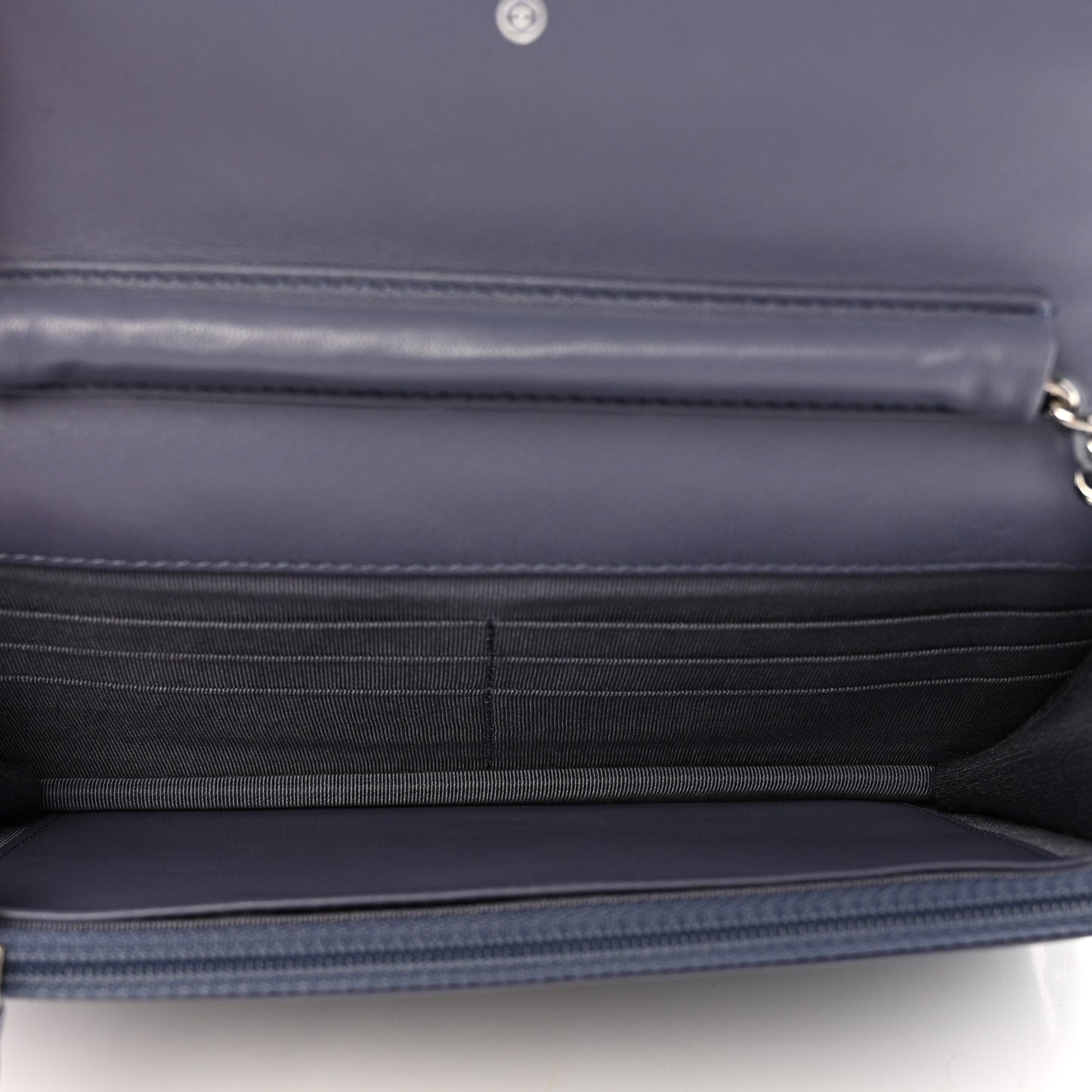 Lambskin Quilted Wallet On Chain WOC Dark Blue
