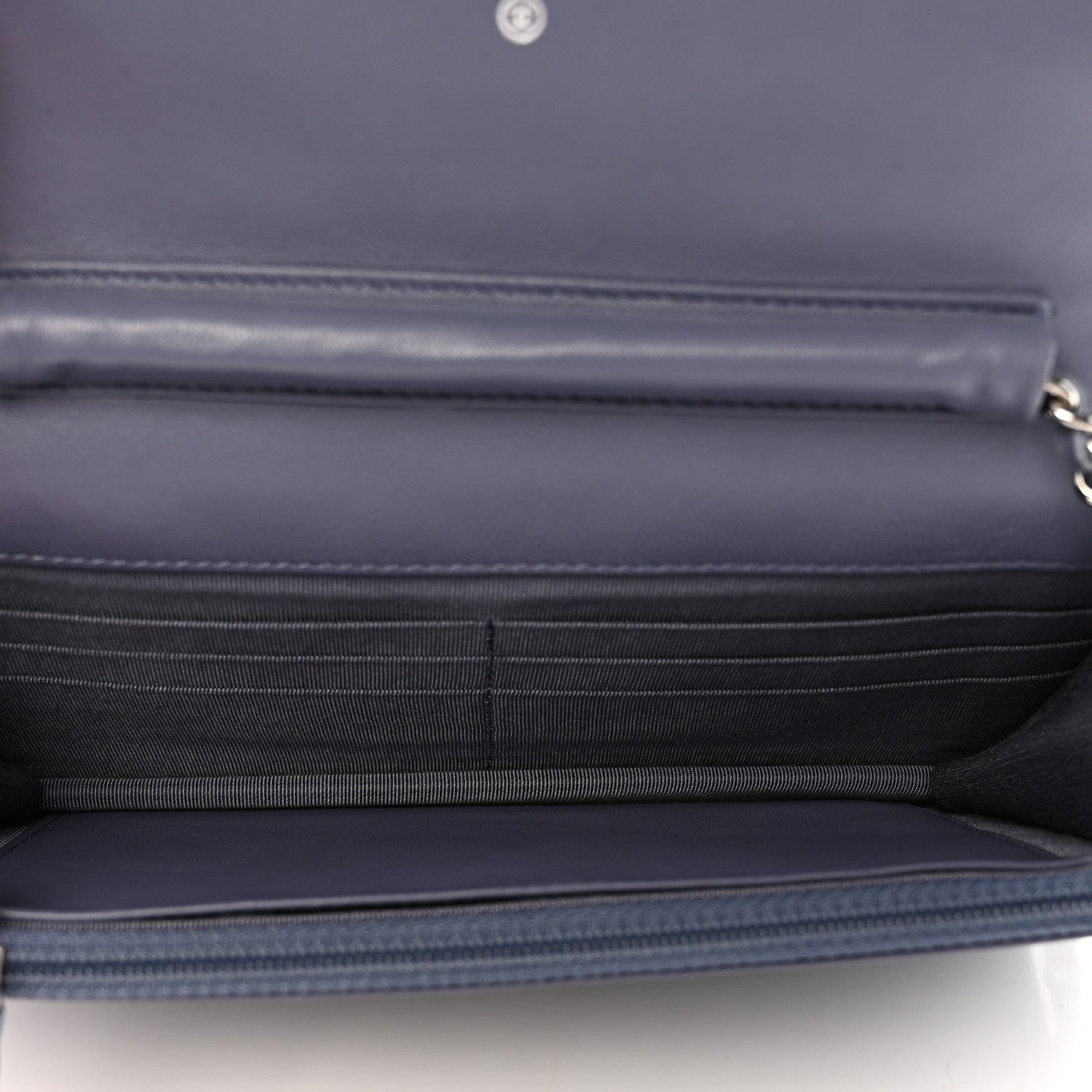 Chanel Lambskin Quilted Wallet On Chain WOC Dark Blue 5 of 12