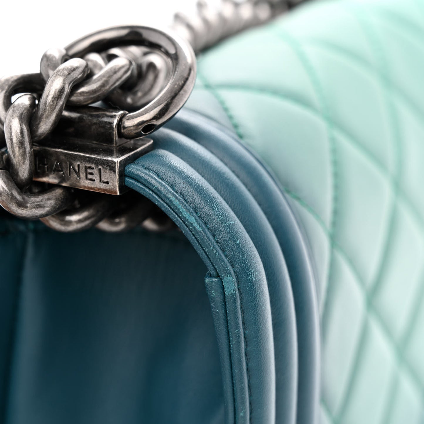 Calfskin Ombre Faded Quilted Medium Boy Flap Green