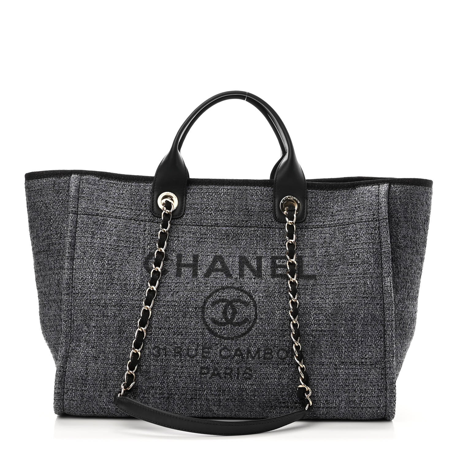 Chanel Woven Straw Raffia Medium Deauville Tote Grey 1 of 9
