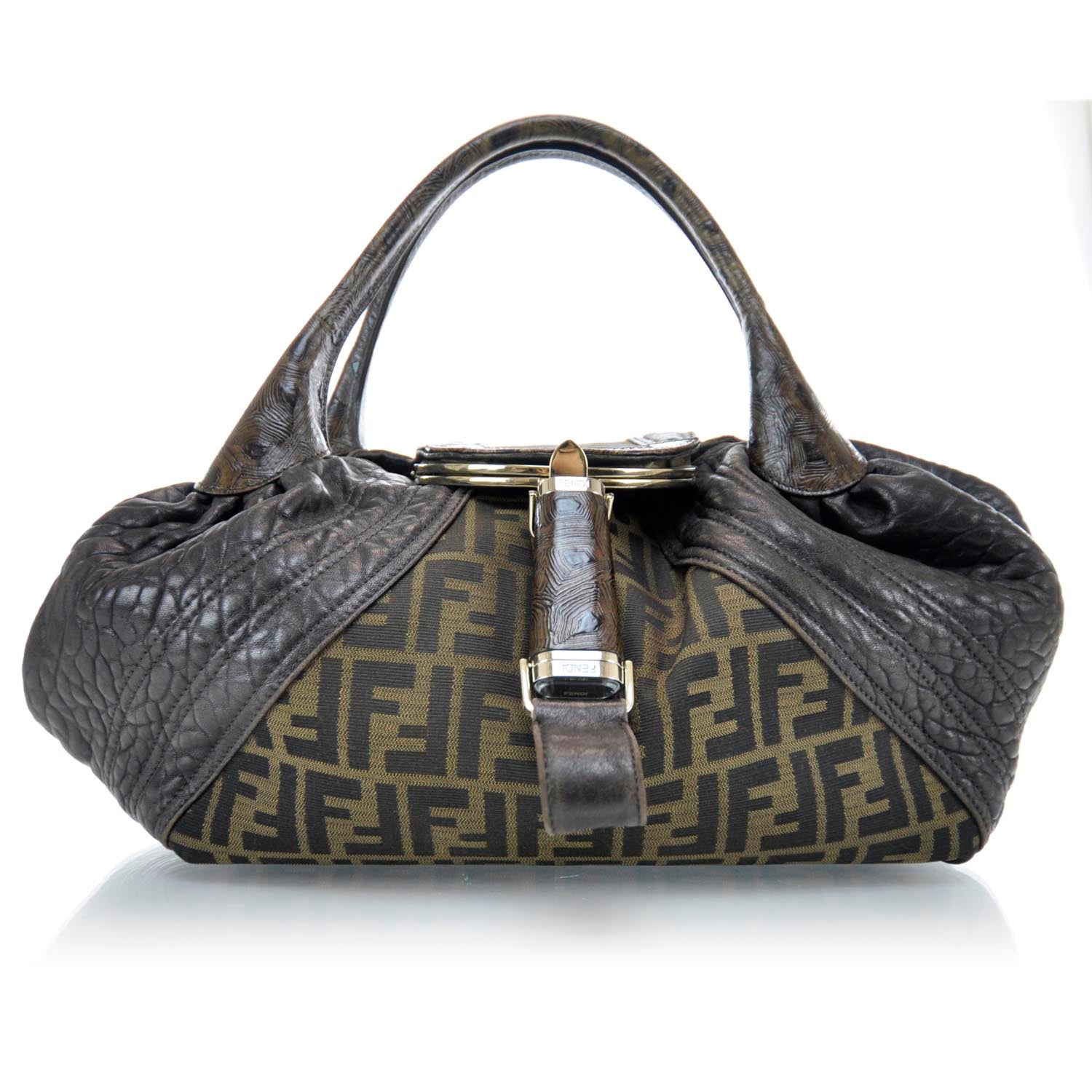 Fendi Zucca Nappa Nuvolata Vitello Tortuga Spy Tobacco Moro 1 of 11