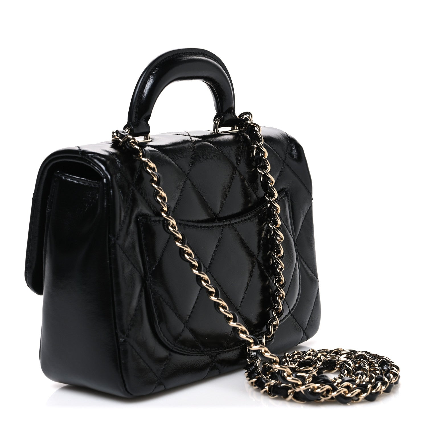 Chanel Shiny Lambskin Quilted Mini Coco Trip Flap Bag Black 2 of 10
