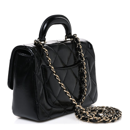 Chanel Shiny Lambskin Quilted Mini Coco Trip Flap Bag Black 2 of 10