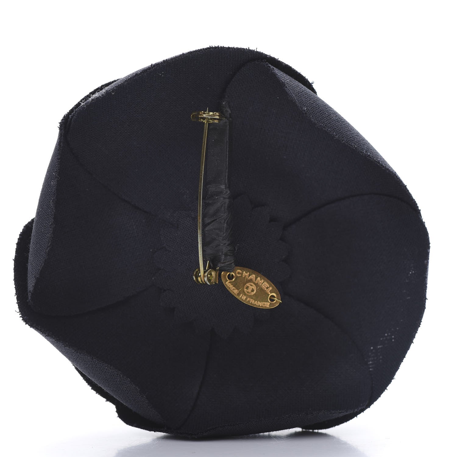 Chanel Silk Taffeta Camellia Brooch Pin Navy 3 of 5