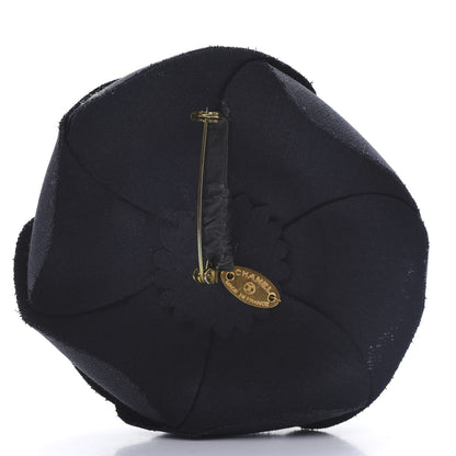 Chanel Silk Taffeta Camellia Brooch Pin Navy 3 of 5