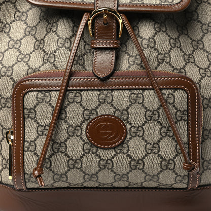 Gucci GG Supreme Monogram Azalea Calfskin Retro Interlocking G Buckle Backpack Beige Ebony Brown Sugar 8 of 11