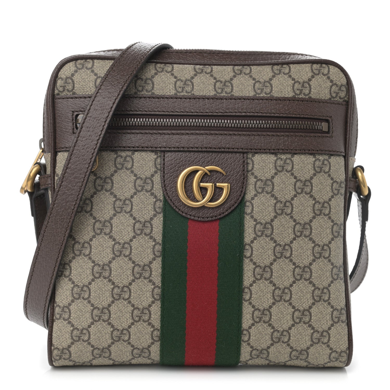 Gucci GG Supreme Monogram Web Small Ophidia Messenger Bag Brown 1 of 10