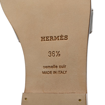 Hermes Box Calfskin Oran Sandals 36.5 White 8 of 10
