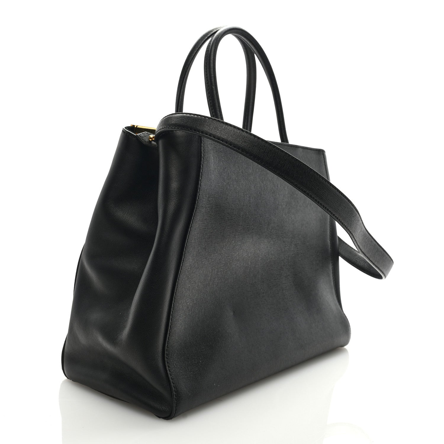 Fendi Vitello Elite Flamingo Regular 2Jours Tote Black 2 of 8
