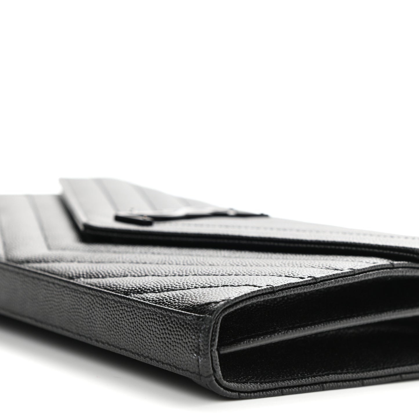 Grain De Poudre Matelasse Chevron Monogram Chain Wallet Black