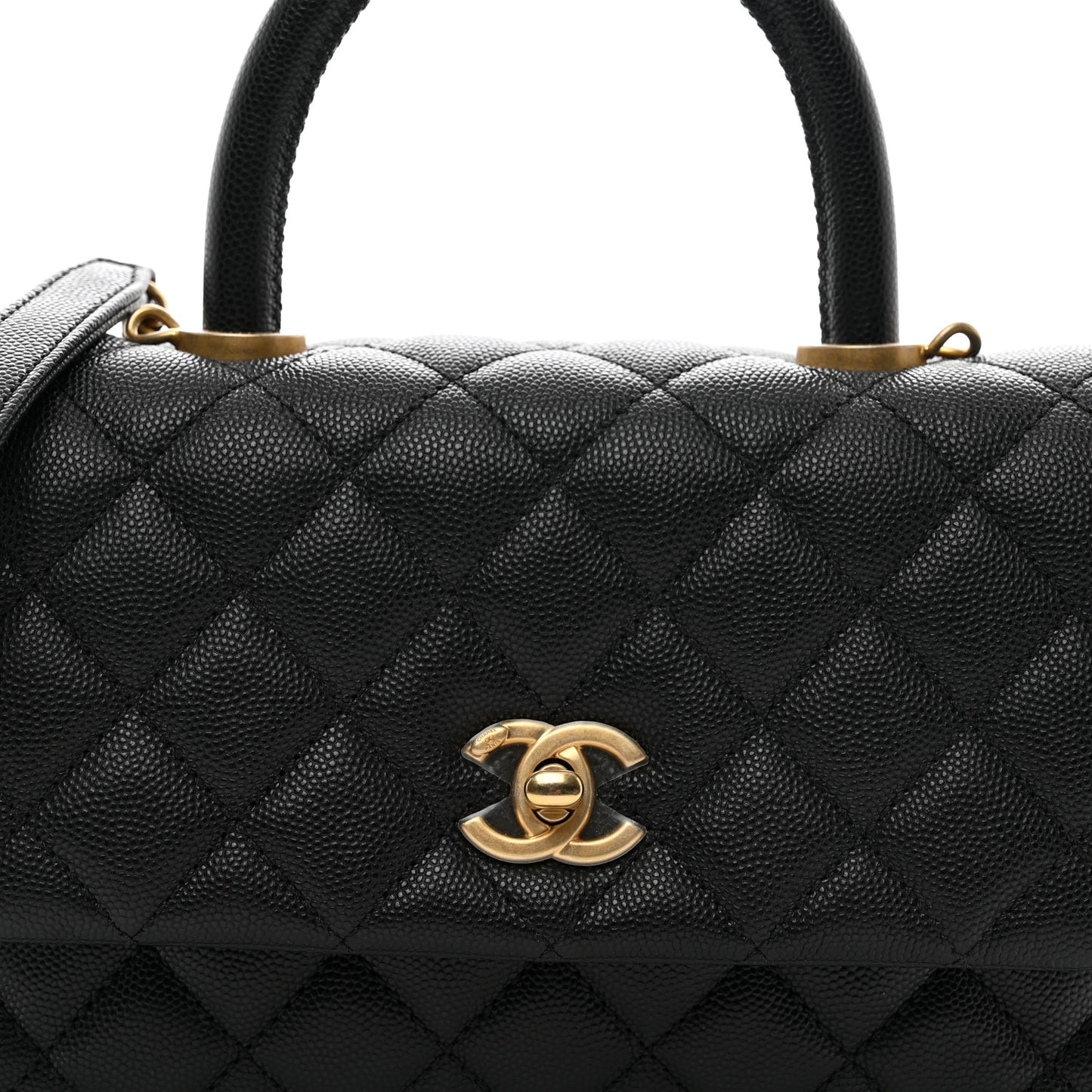 Caviar Quilted Mini Coco Handle Flap Black