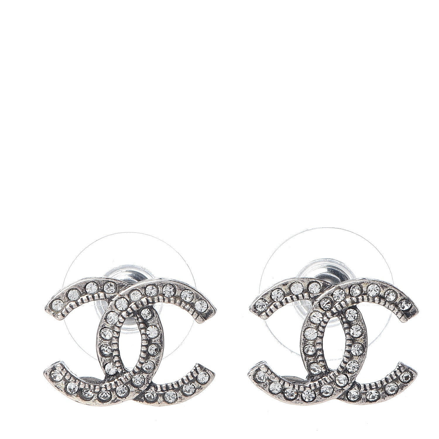 Chanel Crystal Mini CC Earrings Silver 1 of 4