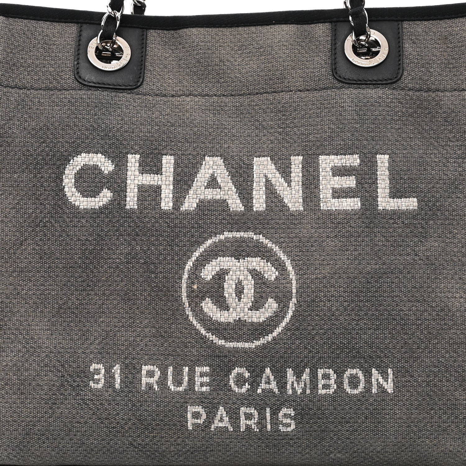 Chanel Canvas Small Deauville Tote Grey 10 of 16