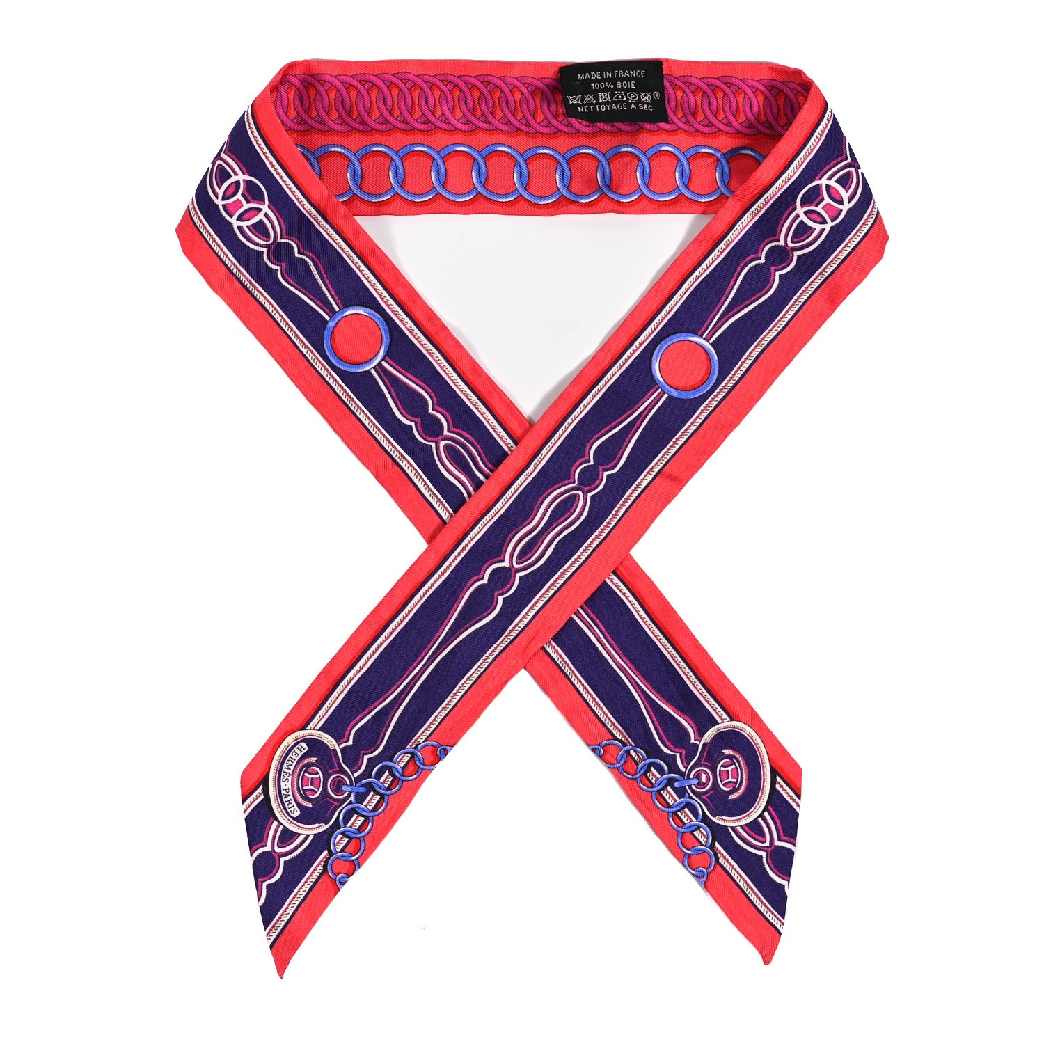 Hermes Silk Maillons Twilly Rouge Indigo Fuchsia 1 of 4
