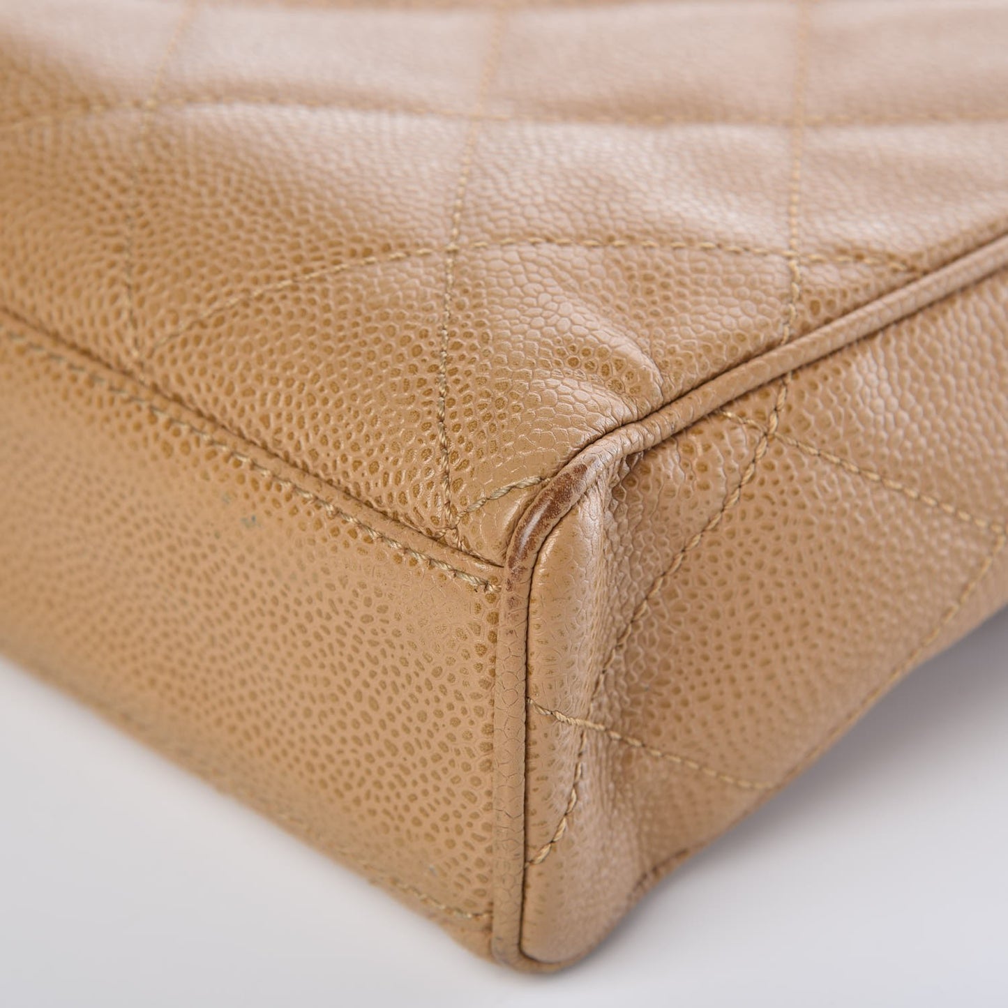 Caviar Quilted Medium Single Flap Beige