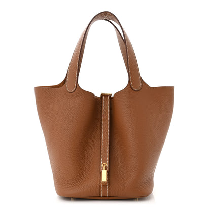 Hermes Taurillon Clemence Picotin Lock 22 MM Gold 1 of 13