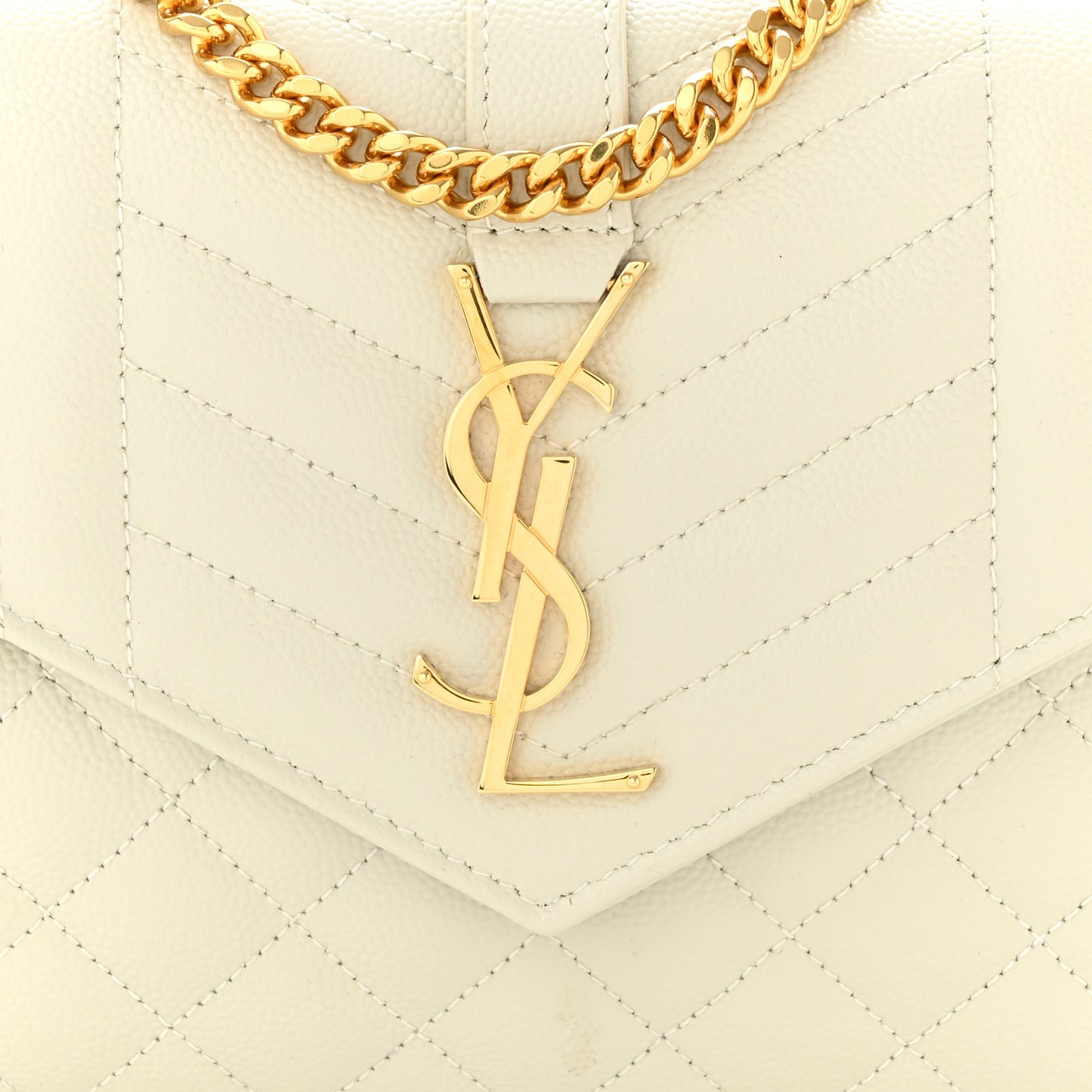 Grain De Poudre Mixed Matelasse Triquilt Monogram Chain Wallet Blanc Vintage