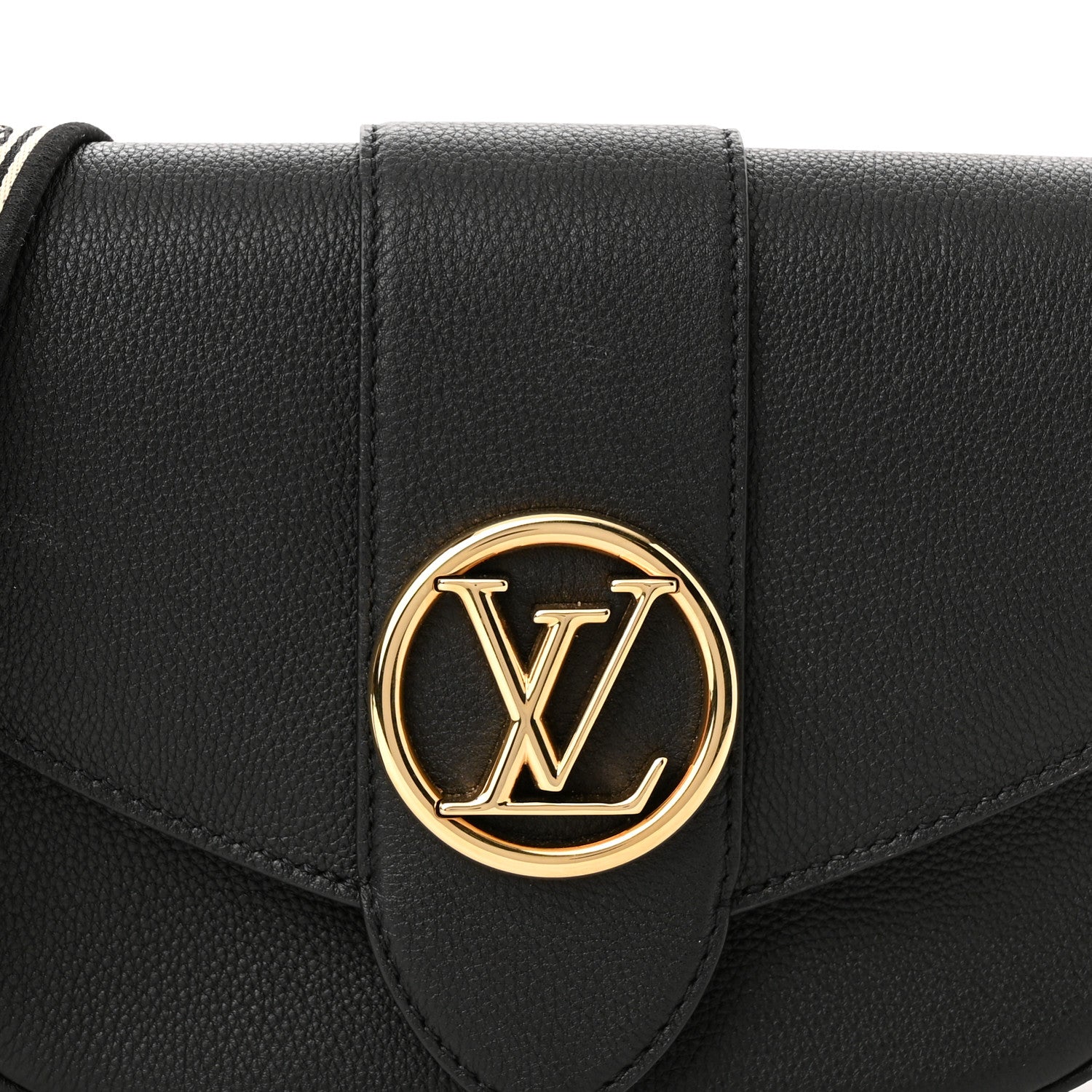 Louis Vuitton Grained Calfskin LV Pont 9 Soft MM Black 8 of 10